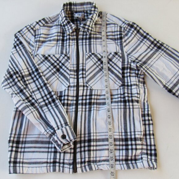Zara Shacket Mens White/Black Monochrome Checkered Plaid Flannel Jacket Size L - Picture 6 of 8